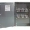 an open metal box with wires